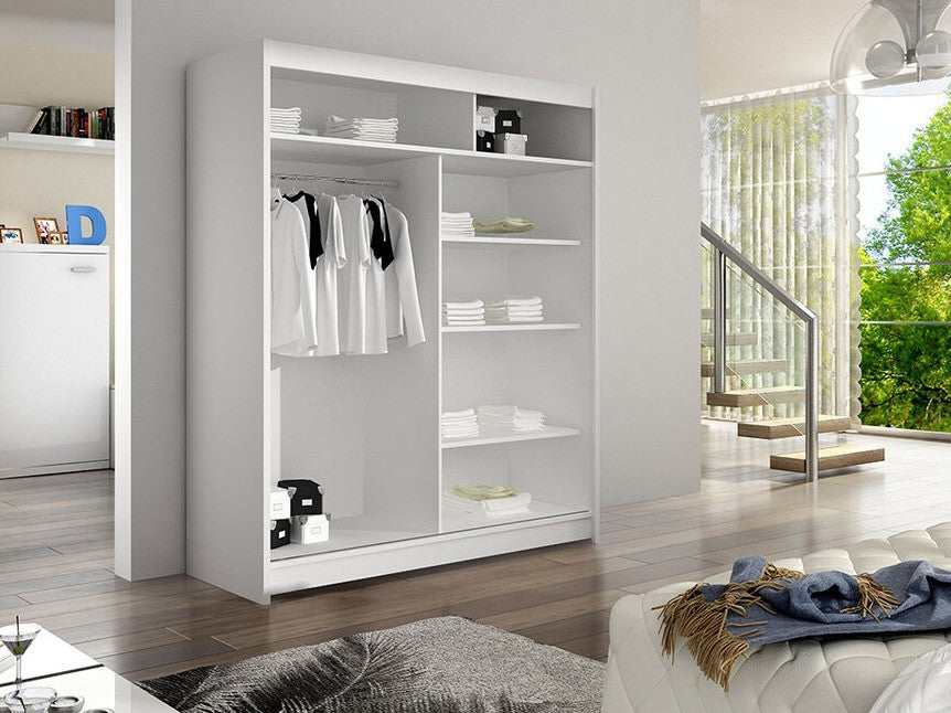 Gardróbszekrény Caminem IV (Belgia IV), Szín: Fehér + Artisan tölgy, Led világítás: Igen