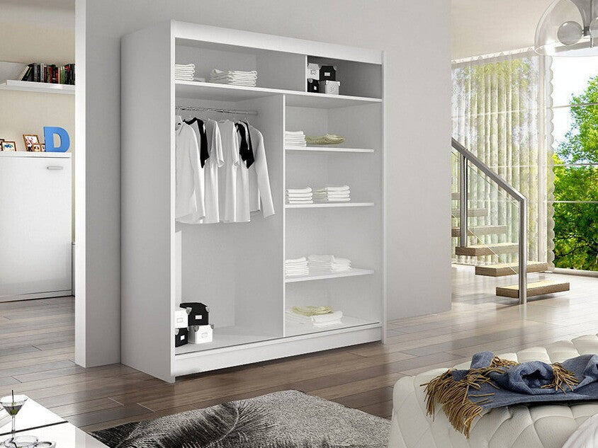 Gardróbszekrény Caminem V (Belgia V), Szín: Fehér + Artisan tölgy, Led világítás: Nem