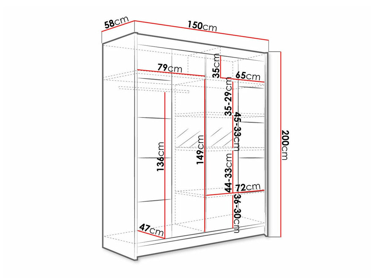 Gardróbszekrény Caminem V (Belgia V), Szín: Fehér + Artisan tölgy, Led világítás: Nem