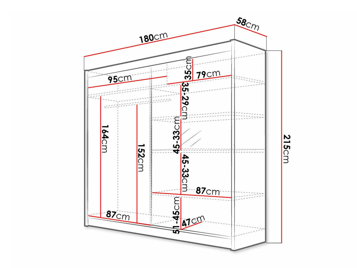 Gardróbszekrény Talin I (Bárasztalr I), Szín: Fekete + Artisan tölgy, Led világítás: Igen
