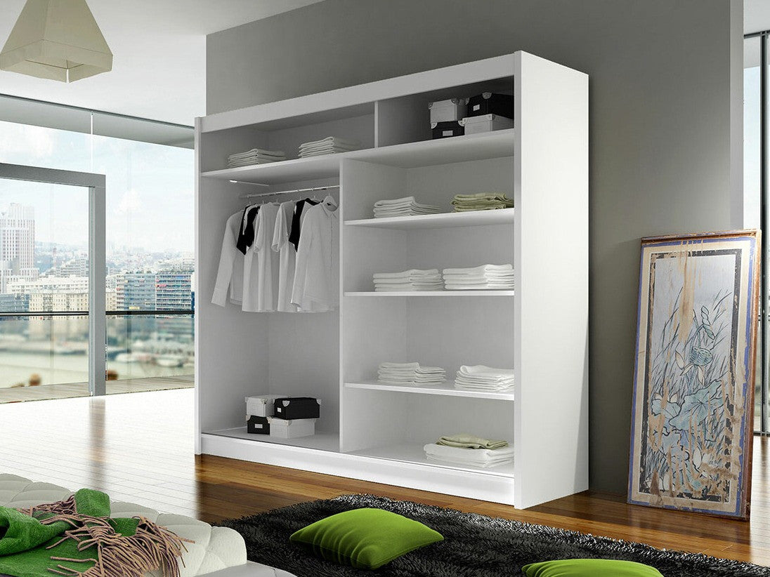 Gardróbszekrény Talin III (Bárasztalr III), Szín: Fehér + Artisan tölgy, Led világítás: Igen