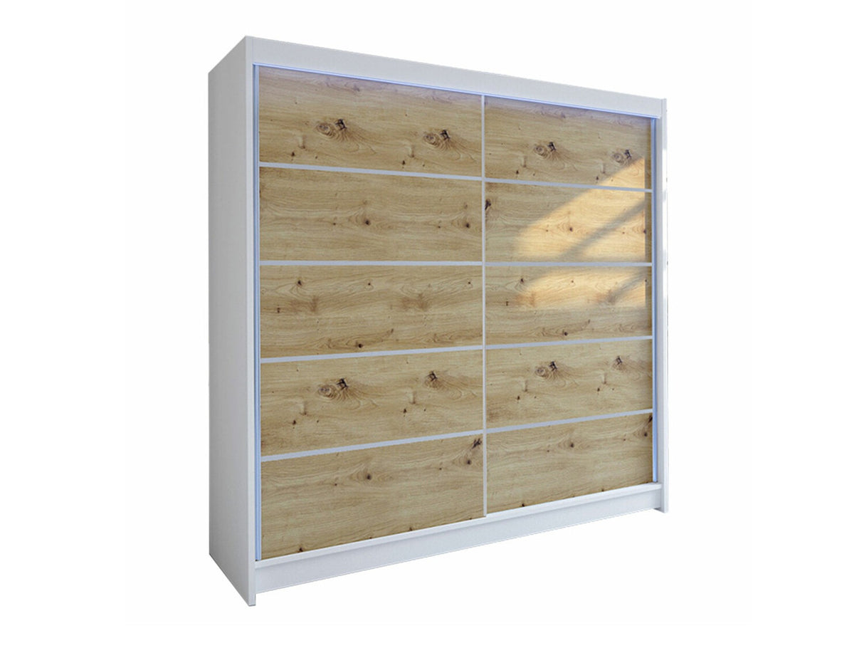 Gardróbszekrény Talin IV (Bárasztalr IV), Szín: Fehér + Artisan tölgy, Led világítás: Igen