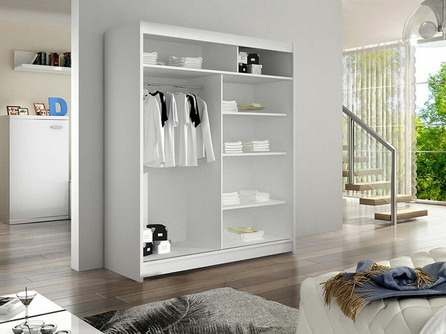 Gardróbszekrény Linem II (Parys II), Szín: Fehér + Artisan tölgy, Led világítás: Igen