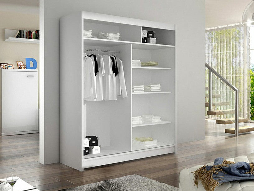 Gardróbszekrény Linem V (Parys V), Szín: Fehér + Artisan tölgy, Led világítás: Igen