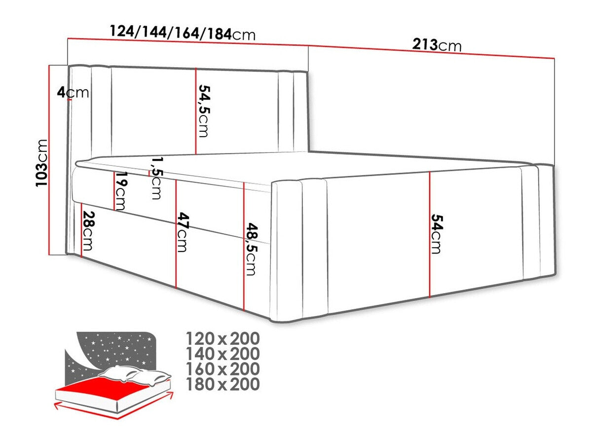 Kontinentális ágy Carmen (Neresko), Szín: Amor Velvet 4320, Alvó felület mérete: 160 x 200