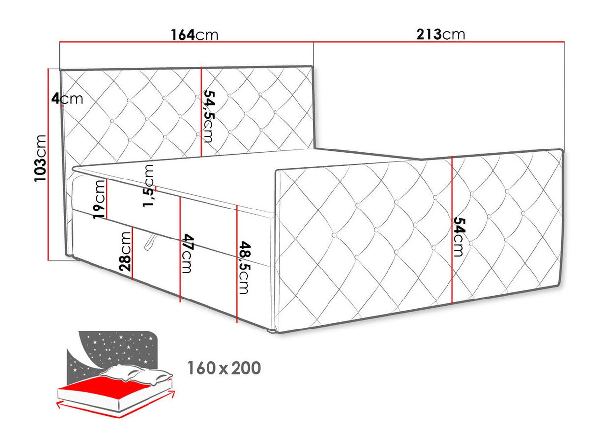 Kontinentális ágy MALAGA (Dotan), Szín: Amor Velvet 4303, Alvó felület mérete: 160 x 200 cm