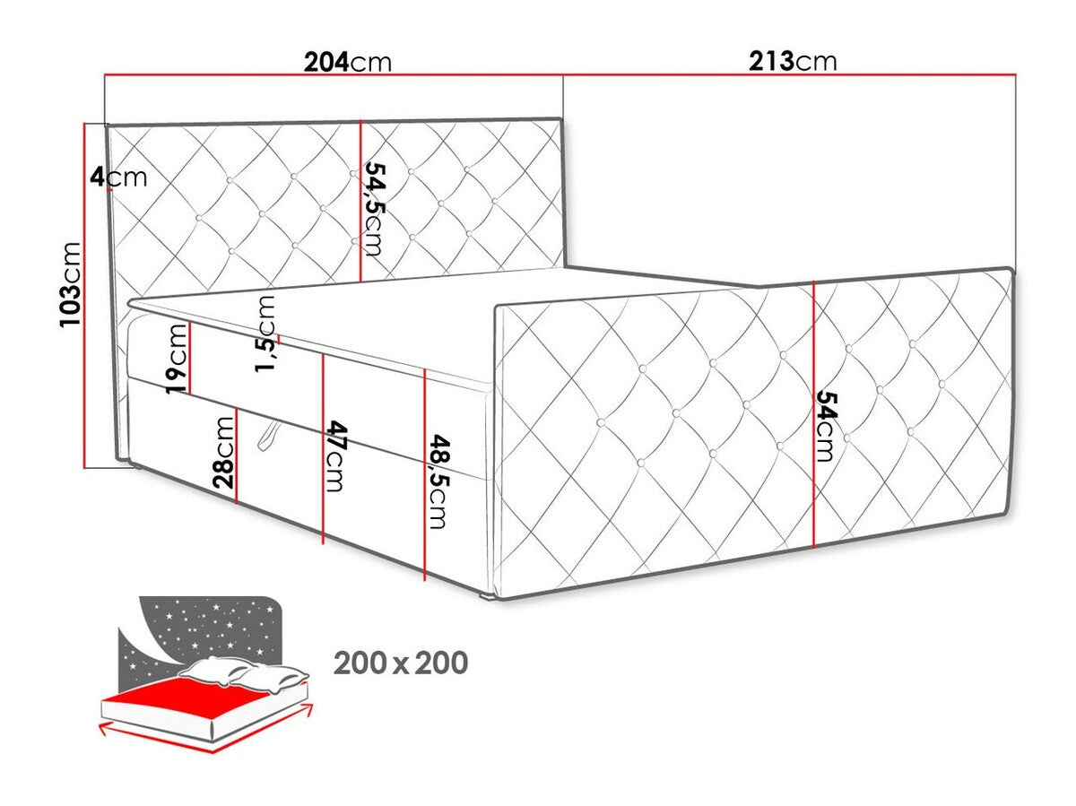 Kontinentális ágy MALAGA (Dotan), Szín: Magic Velvet 2208, Alvó felület mérete: 200 x 200 cm