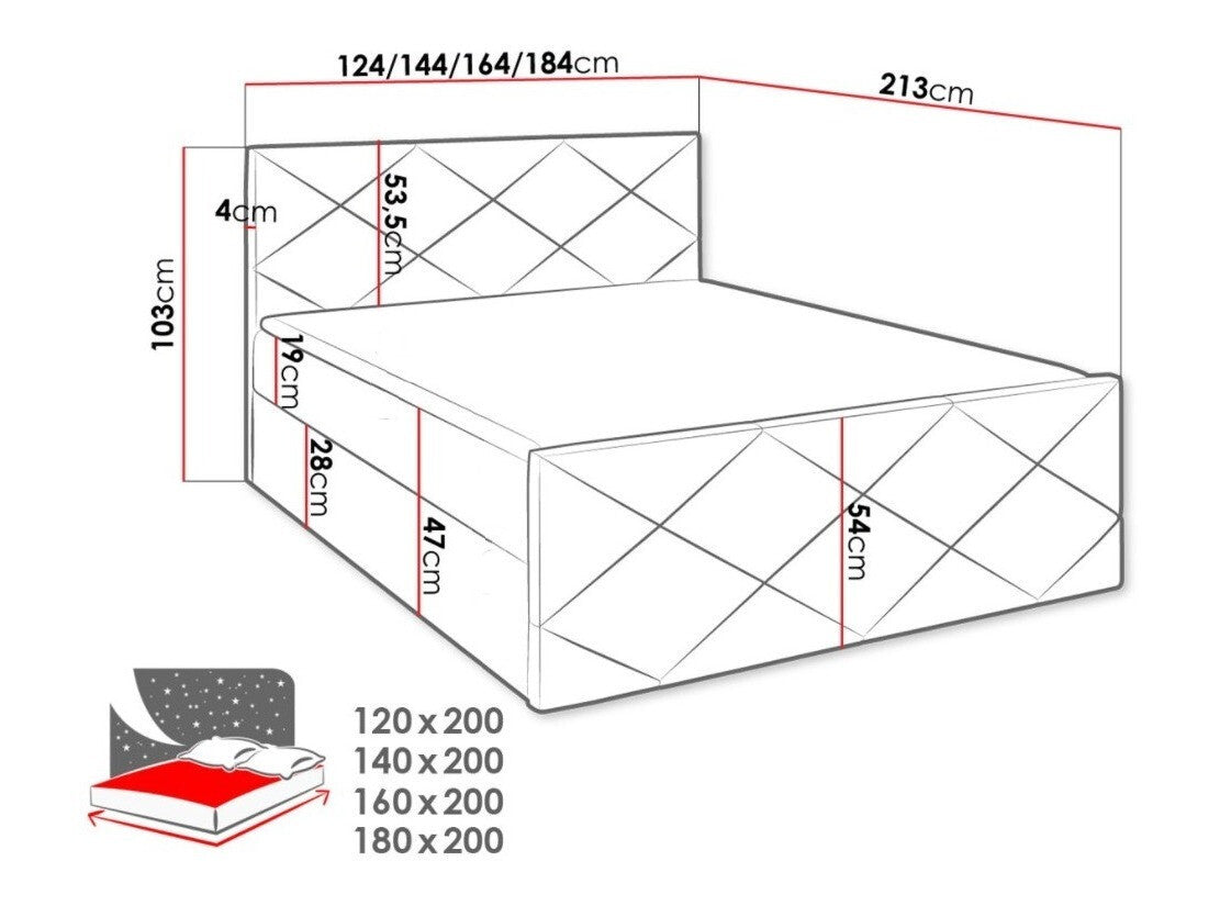 Kontinentális ágy Herkules (Guillermo), Szín: Muna 08, Alvó felület mérete: 160 x 200 cm