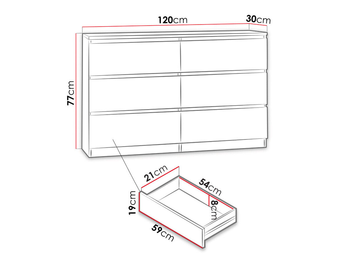 Komód MALWA M6 120 (Osko OK6), Szín: Sonoma tölgy