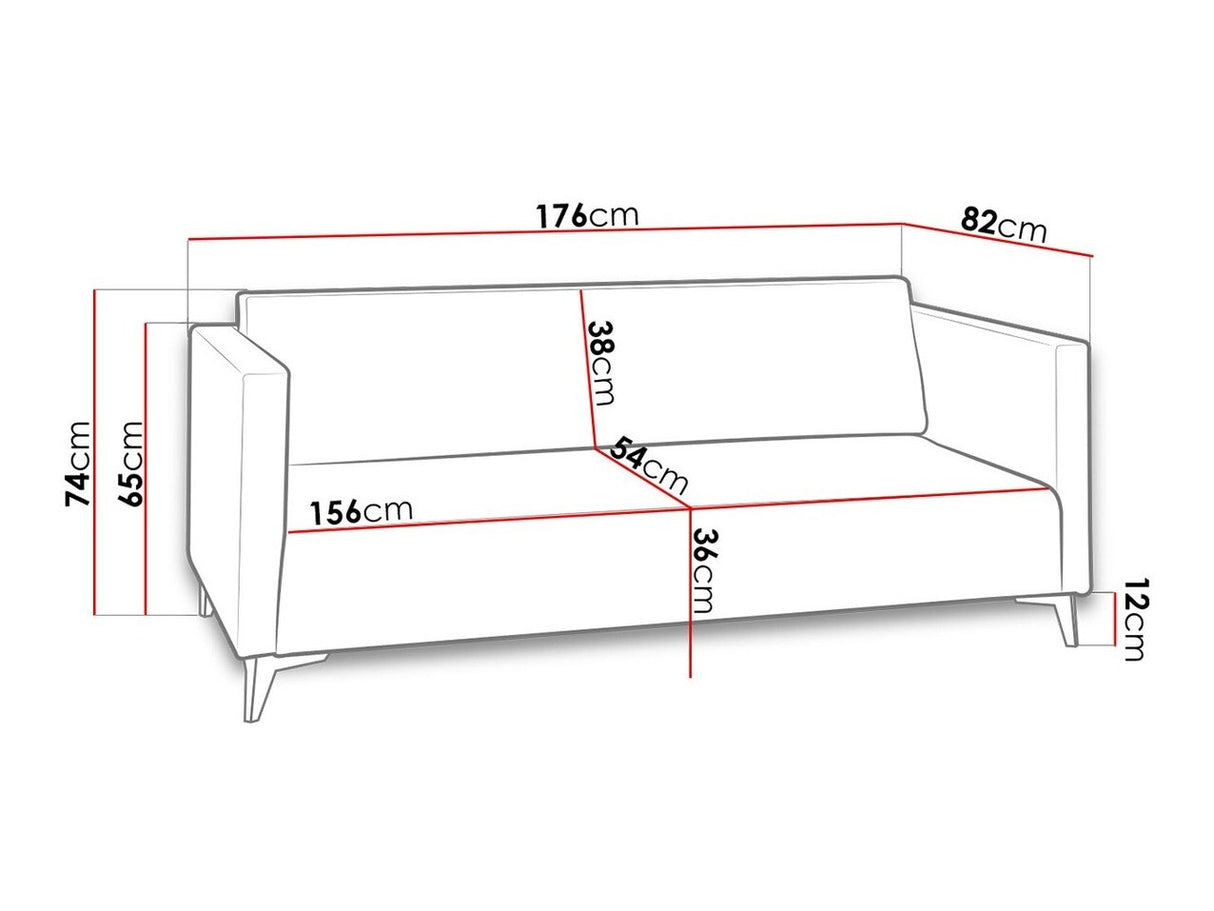Kanapé SZAFIR 3 (Denim 3), Szín: Solo 251, Lábak színe: Fényes fehér