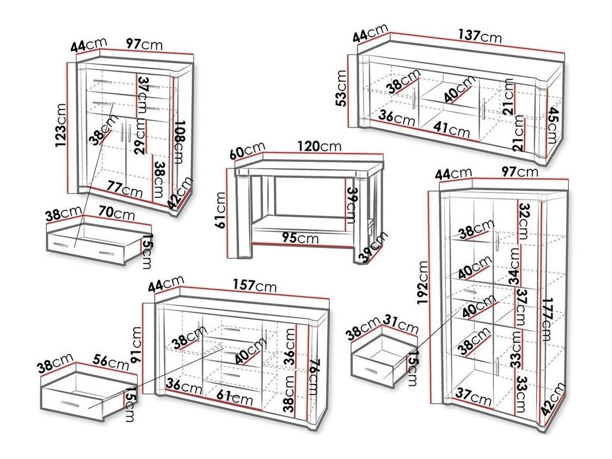 Nappali szett Dallas III, Szín: Triufel tölgy