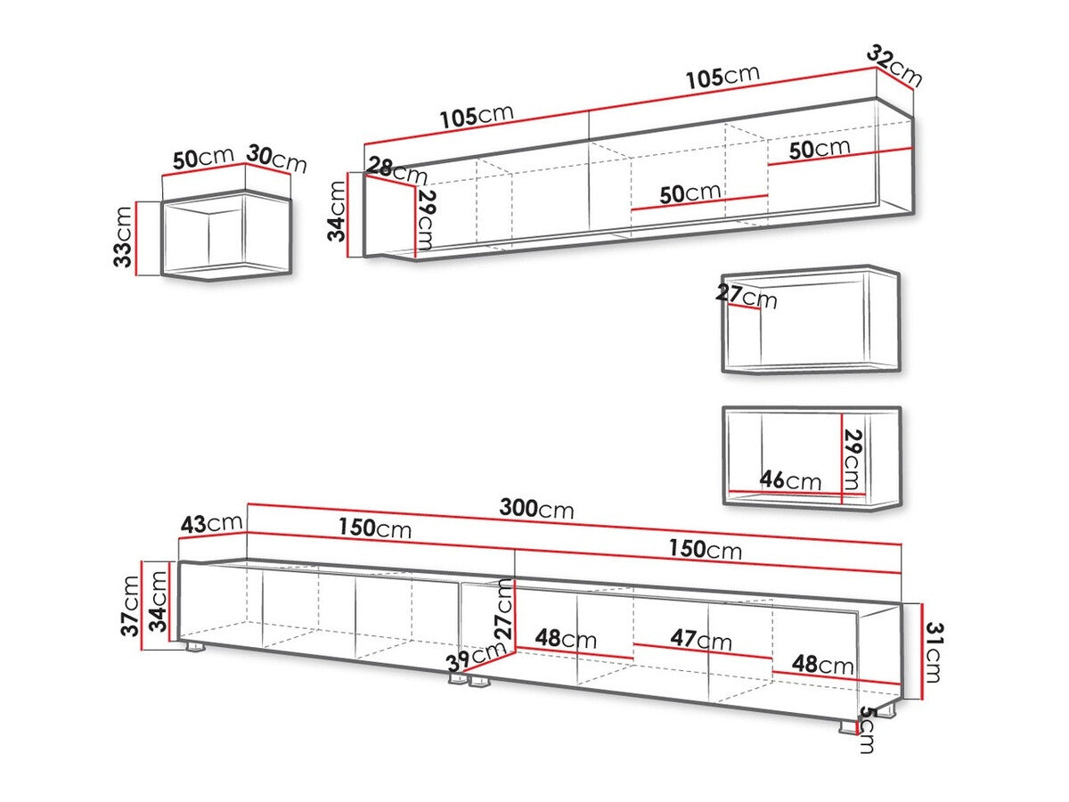 Nappali szett Calabrini (Bralani XXXI), Szín: Fekete + Fényes fekete + Artisan tölgy