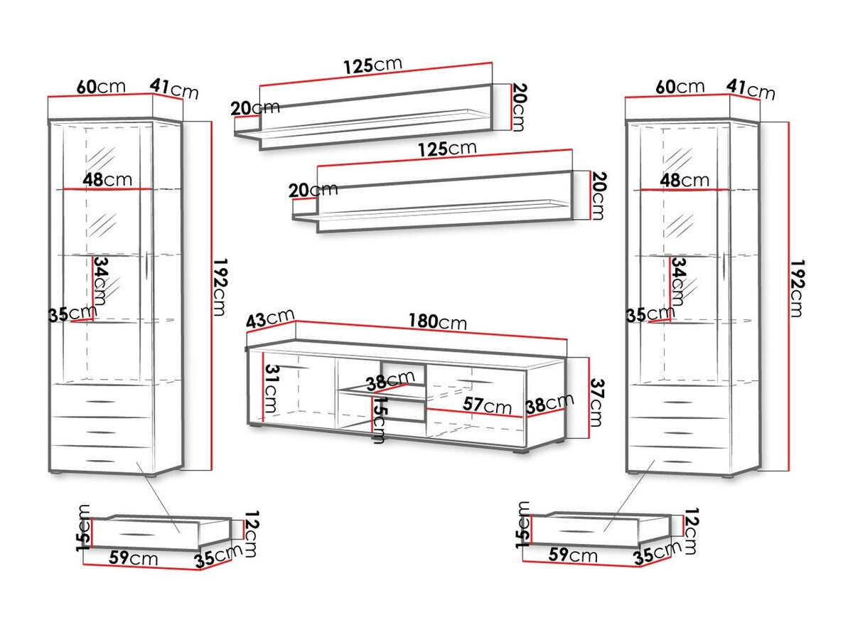 Nappali szett Soho IV (Boho IV), Szín: Fekete + Fényes fekete, Led világítás: RGB