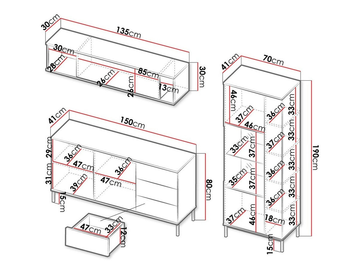 Nappali szett QUERTY IV (Marinez IV), Szín: Fehér, Led világítás: Nem