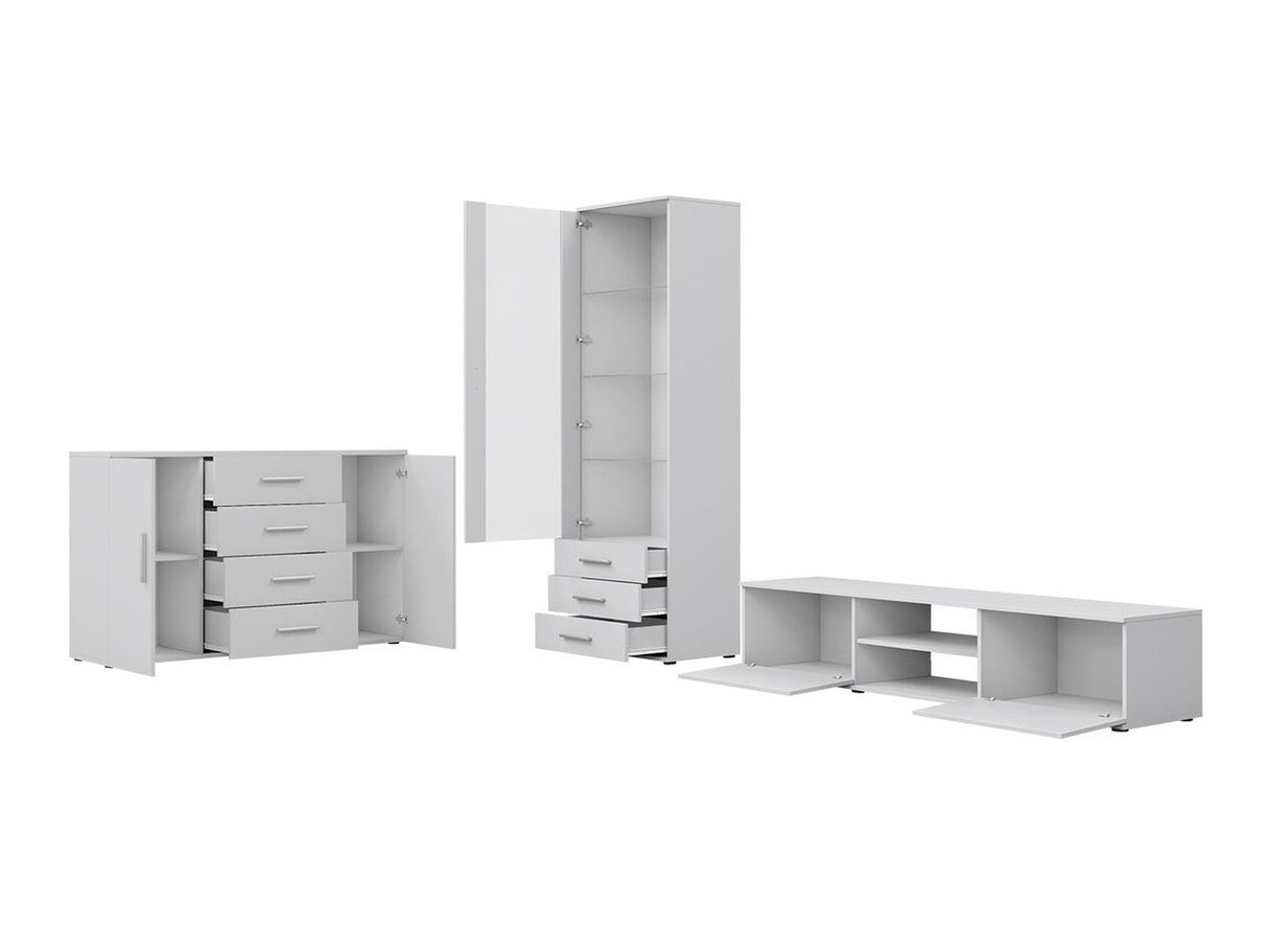 Nappali szett Soho II (Boho II), Szín: Fehér + Fényes fehér, Led világítás: Nem