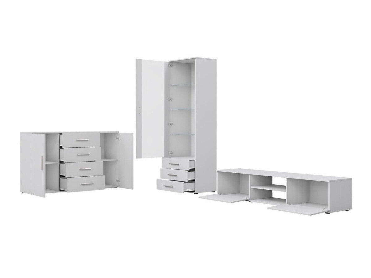 Nappali szett Soho II (Boho II), Szín: Fehér + Fényes fehér, Led világítás: Igen fehér