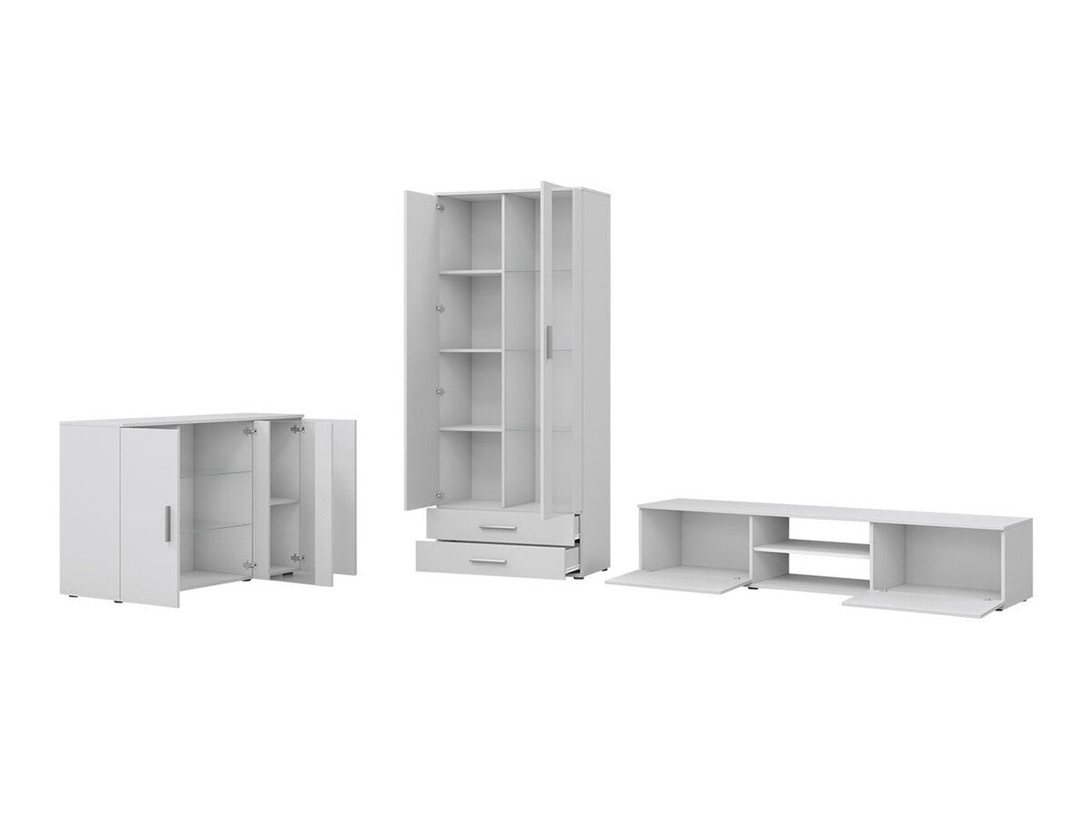 Nappali szett Soho IX (Boho IX), Szín: Fekete + Fényes fekete, Led világítás: Fehér