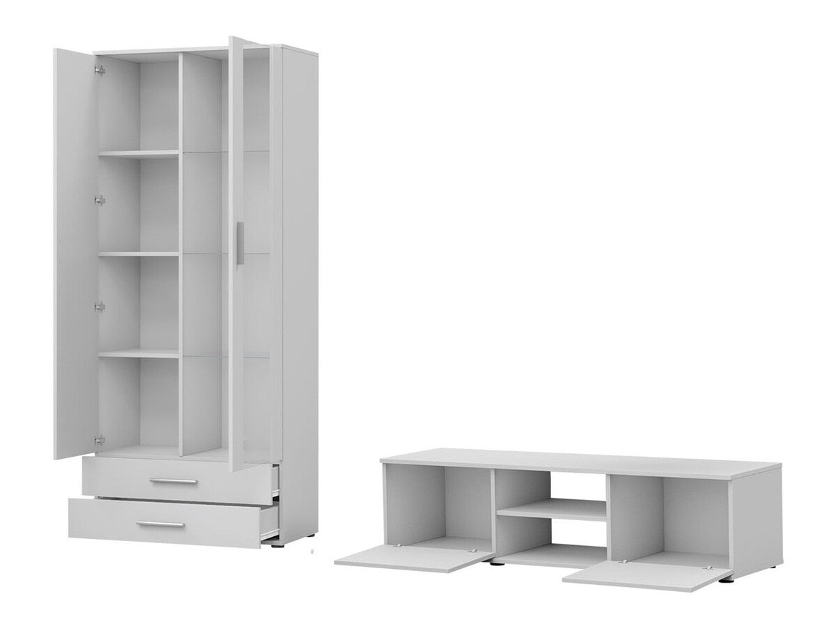 Nappali szett Soho XI (Boho XI), Szín: Fekete + Fényes fekete, Led világítás: Fehér