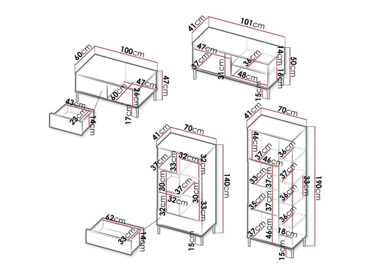 Nappali szett QUERTY III (Marinez III), Szín: Fekete, Led világítás: Nem