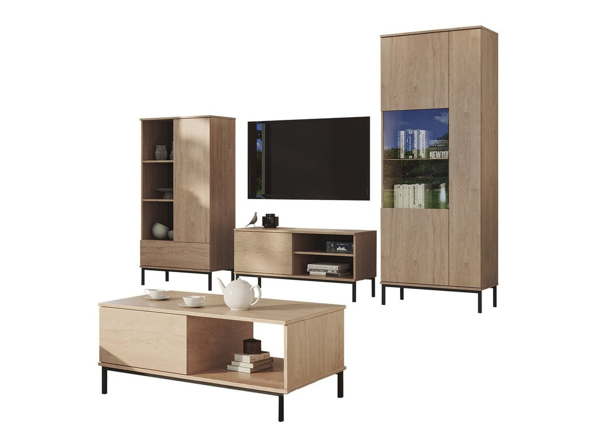 Nappali szett QUERTY III (Marinez III), Szín: Fényes fa, Led világítás: Igen