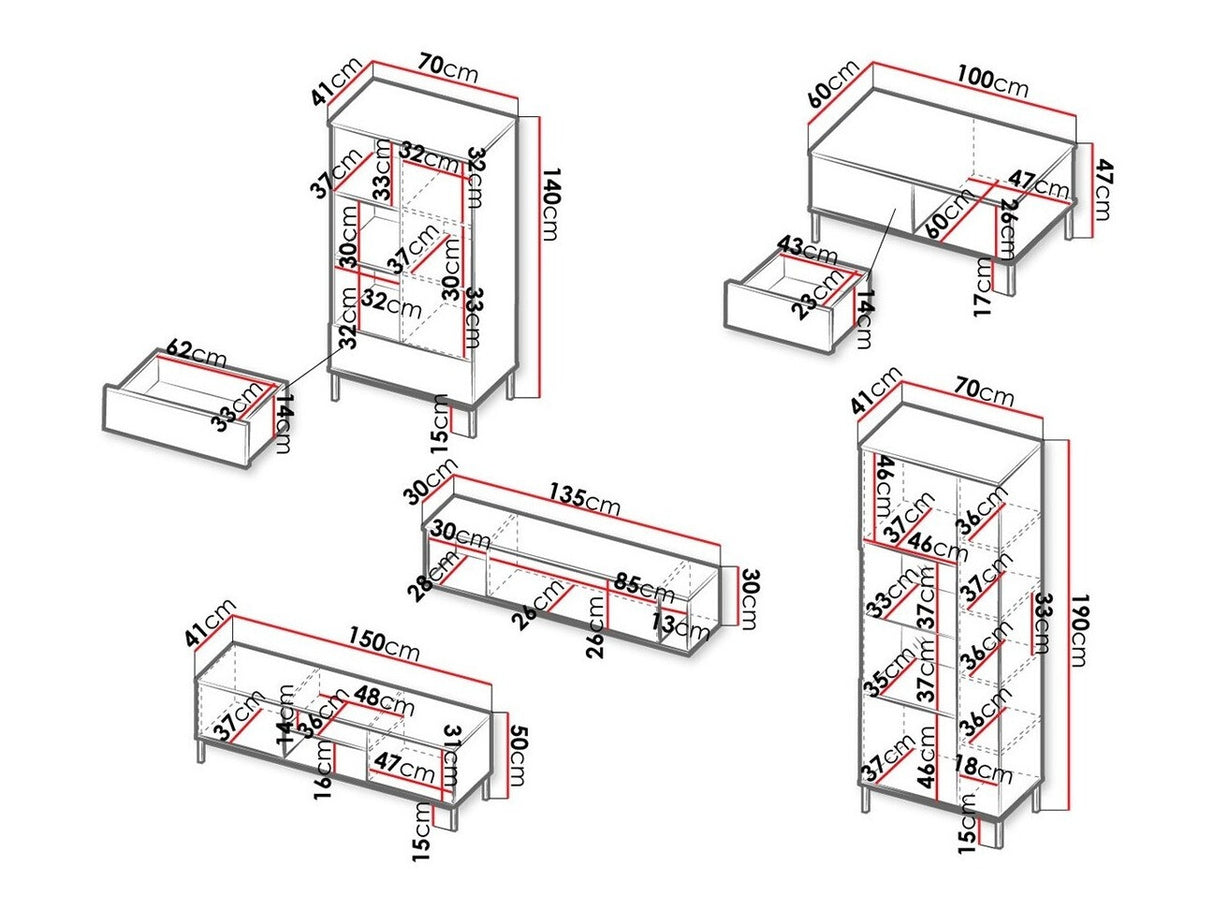 Nappali szett QUERTY II (Marinez II), Szín: Fehér, Led világítás: Nem