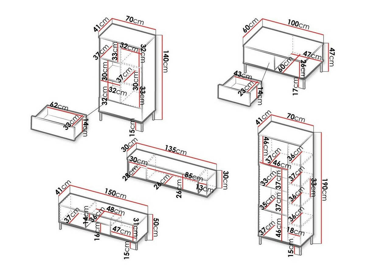 Nappali szett QUERTY II (Marinez II) , Szín: Fényes fa, Led világítás: Igen