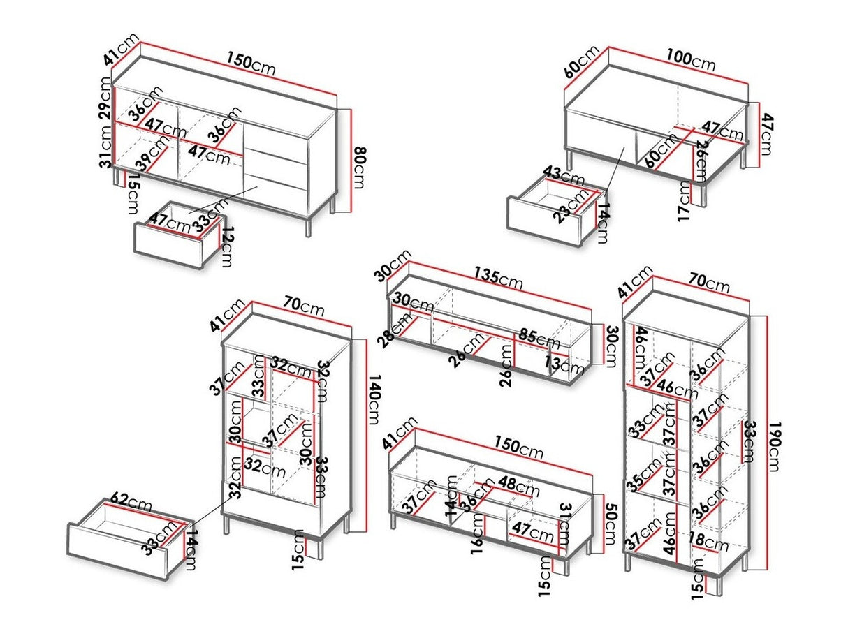 Nappali szett QUERTY I (Marinez I), Szín: Fehér, Led világítás: Nem