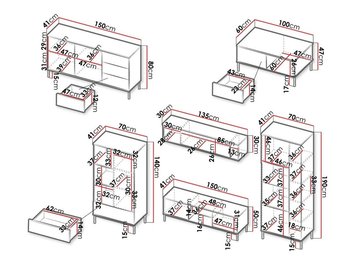 Nappali szett QUERTY I (Marinez I), Szín: Fekete, Led világítás: Igen