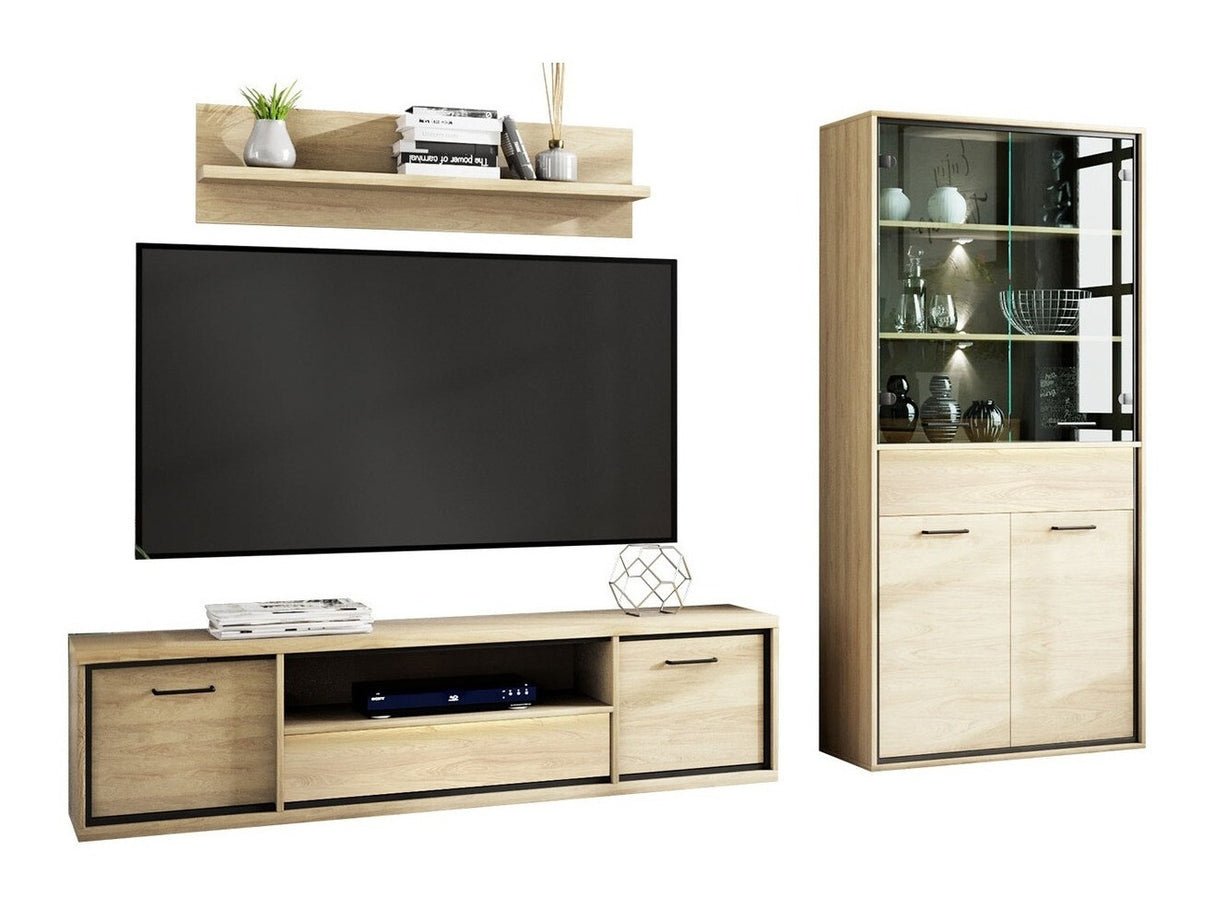 Nappali szett MEDIOLAN IV (Sarged IV), Szín: Fényes fa + Tölgy, Led világítás: Nem, Lábak: Nem