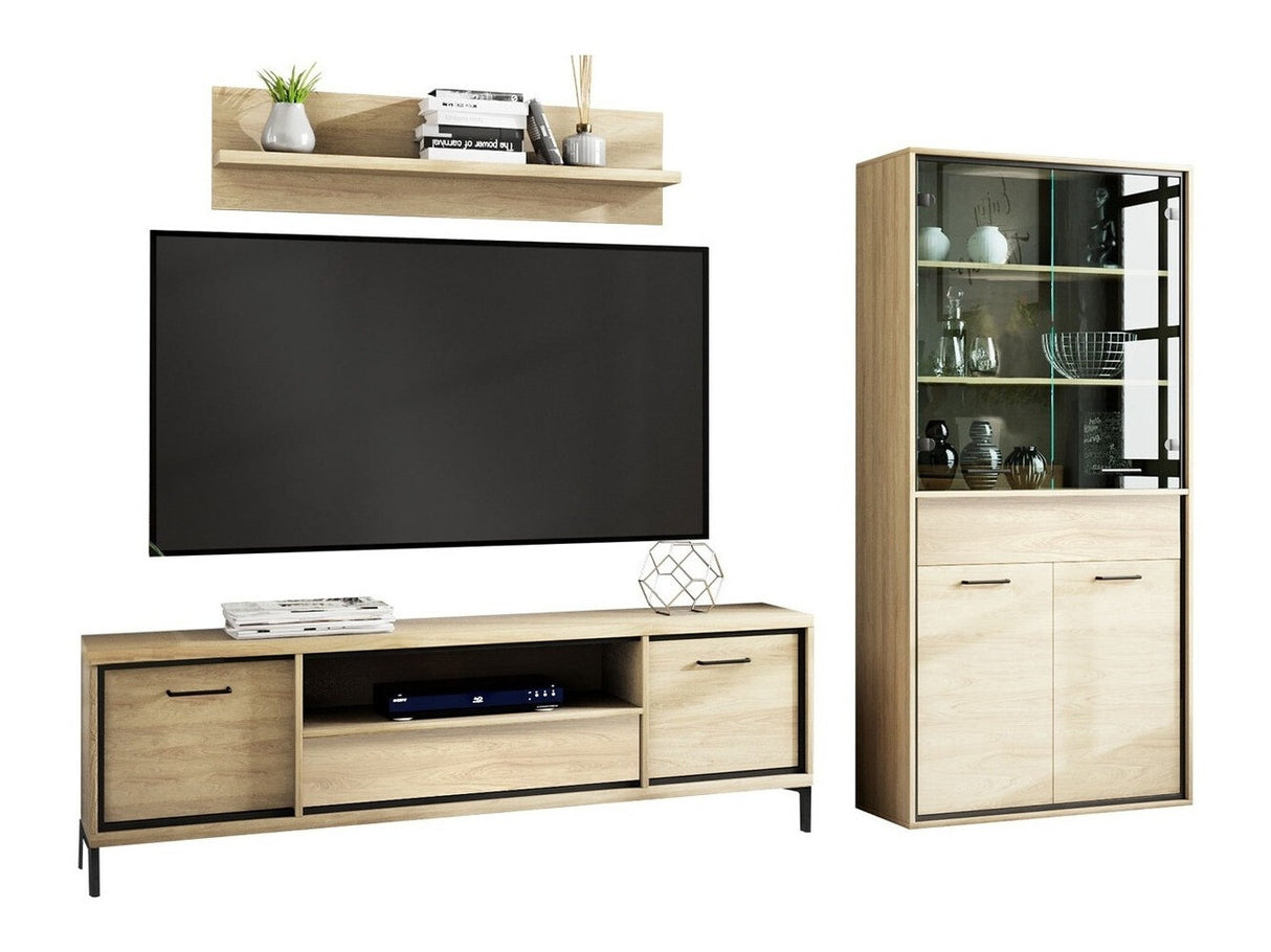 Nappali szett MEDIOLAN IV (Sarged IV), Szín: Fényes fa + Tölgy, Led világítás: Igen, Lábak: Igen