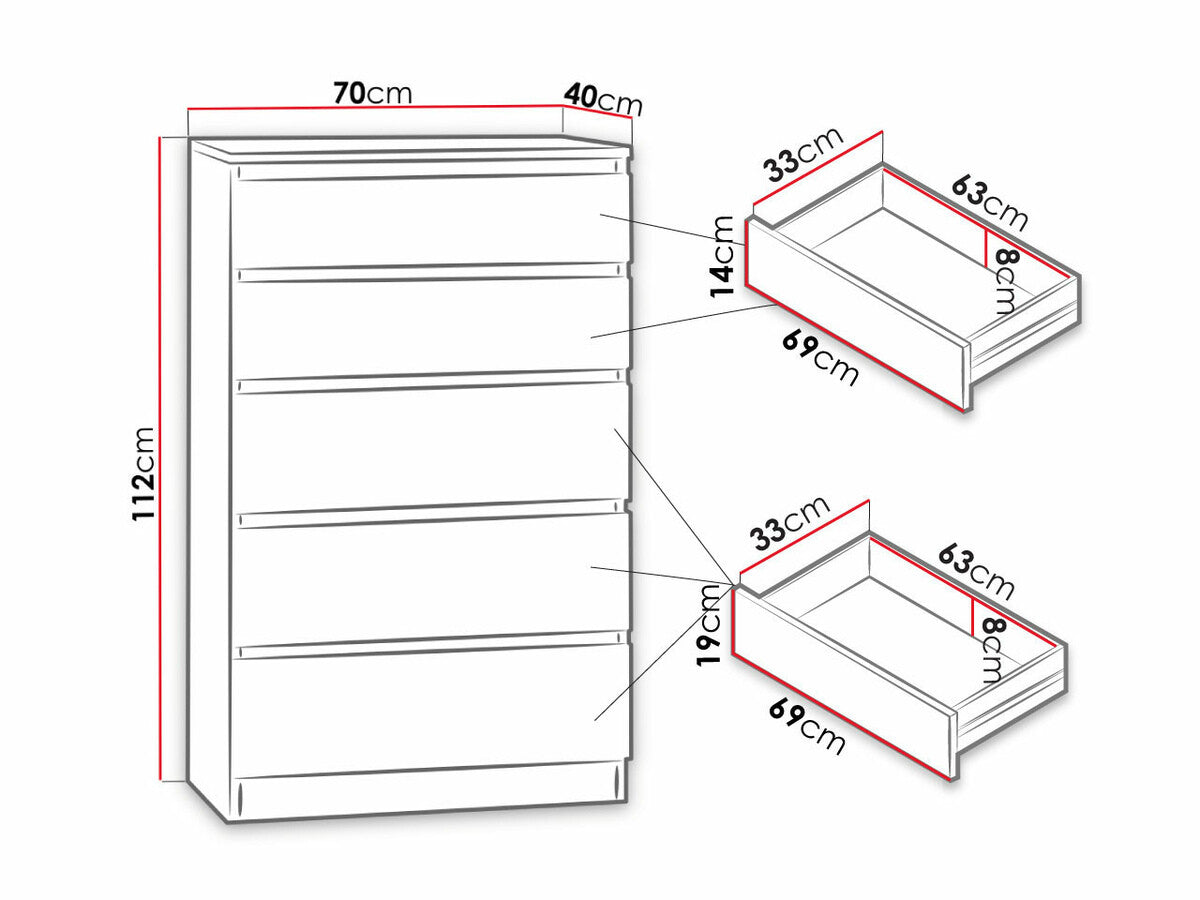 Komód MALWA M5 (Osko OK5), Szín: Sonoma tölgy