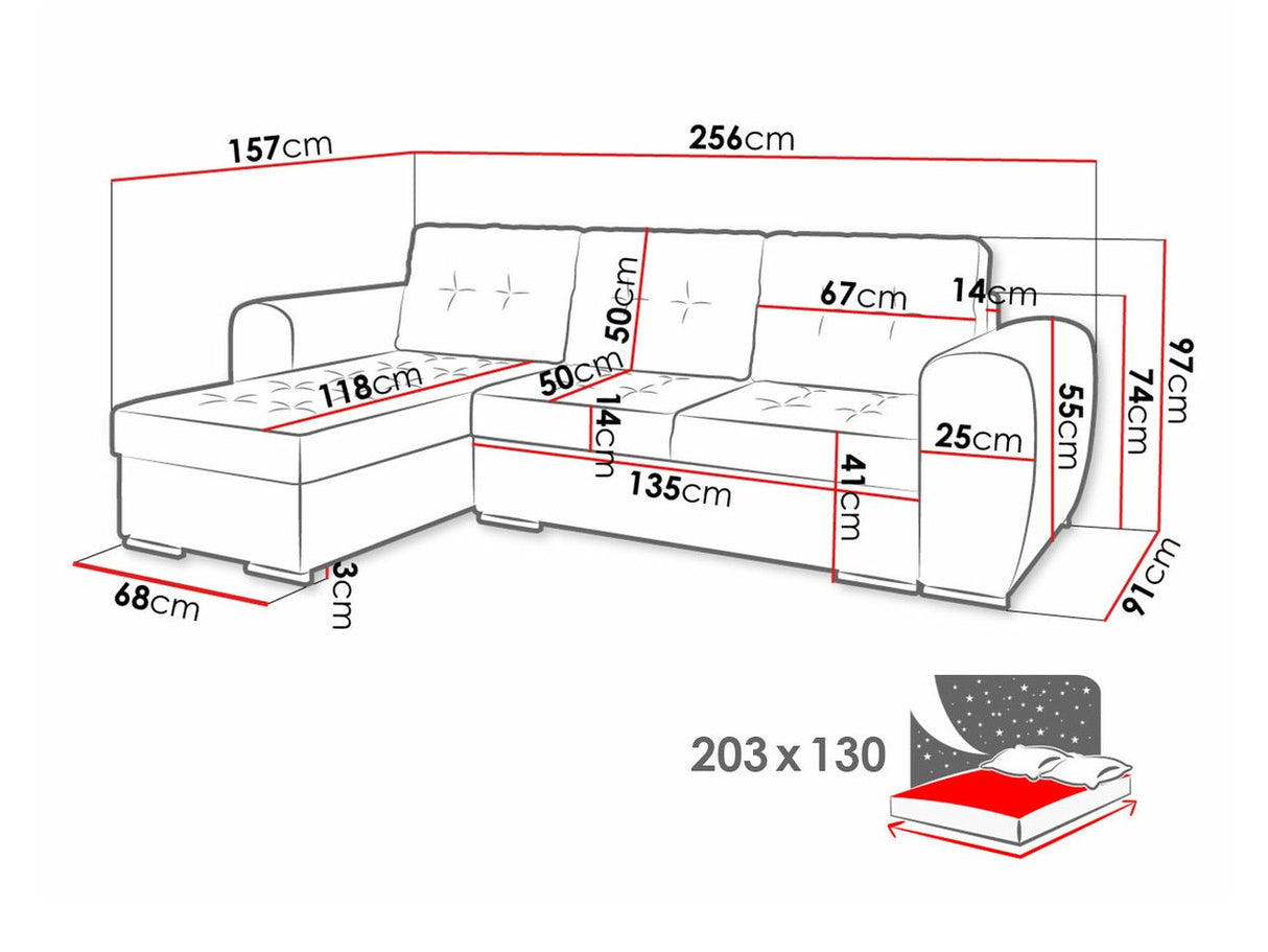 Sarokkanapé BARI M (Darilko), Szín: Manila 07