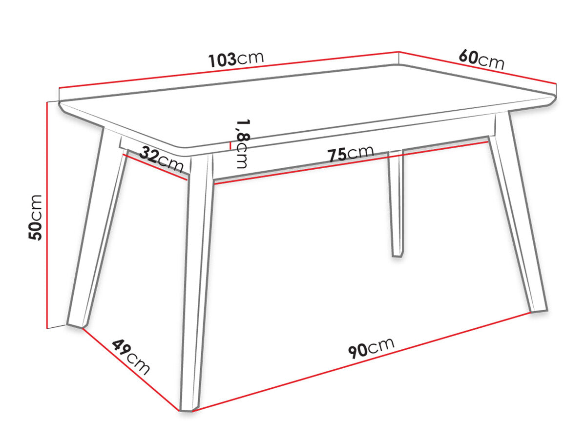 Dohányzóasztal SKANDI 103x60 (Botiler), Szín: Fekete