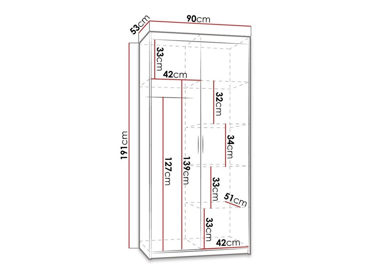 Gardróbszekrény Elena (Melen 2D), Szín: Fehér