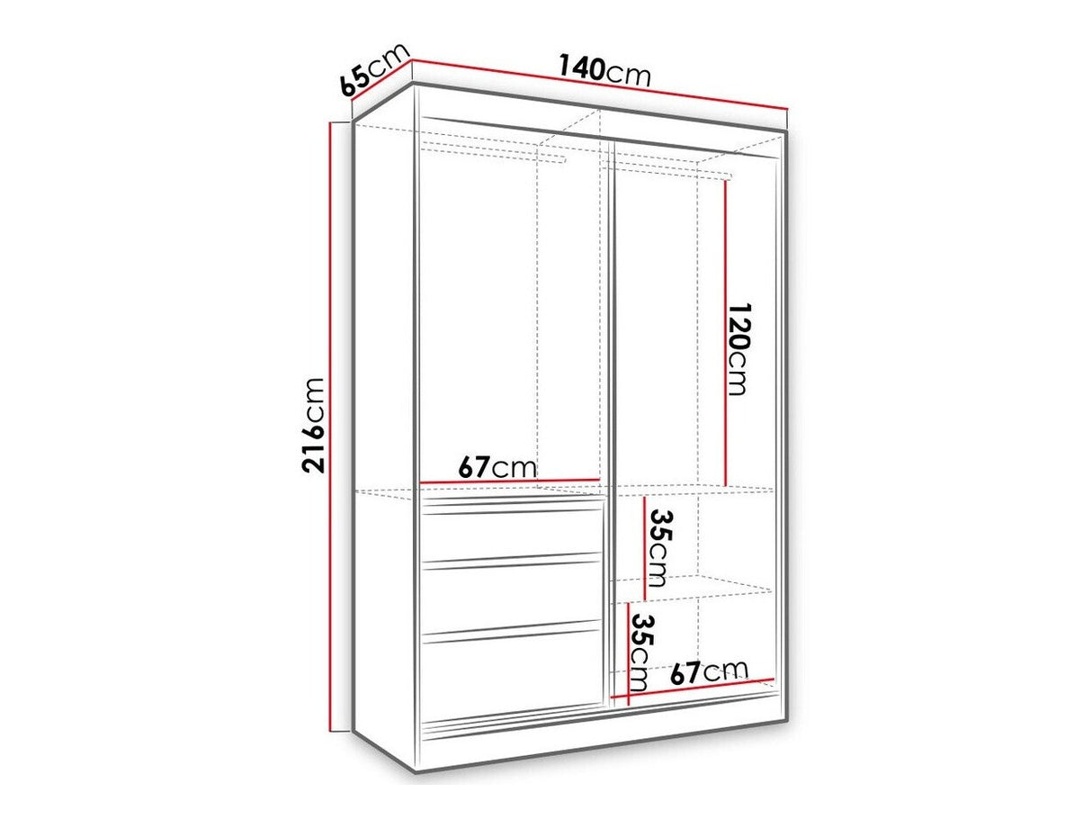 Gardróbszekrény Haiti (Etotti) 140, Szín: Fehér