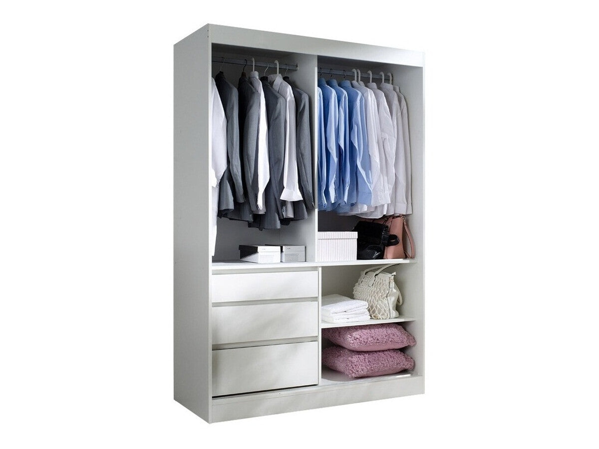 Gardróbszekrény Haiti (Etotti) 140, Szín: Lefkas tölgy + Matt fekete