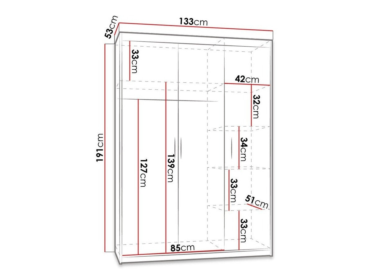 Gardróbszekrény Elena (Melen 3D), Szín: Sonoma tölgy