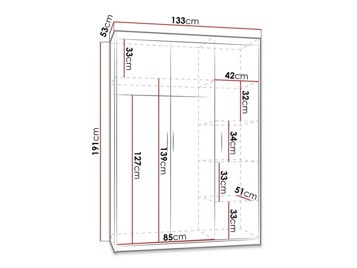 Gardróbszekrény Elena (Melen 3D), Szín: Lefkas tölgy