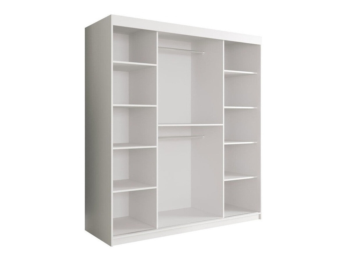 Gardróbszekrény 180 MARMUR T2 (Nemnnus T2 180), Szín: Matt fehér + Fehér márvány, Fiókok: Nem