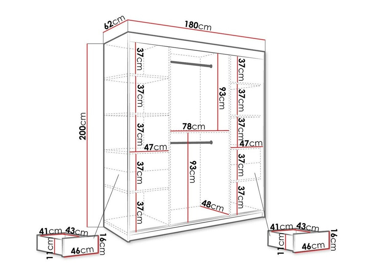 Gardróbszekrény 180 MARMUR T2 (Nemnnus T2 180), Szín: Matt fehér + Fehér márvány, Fiókok: Igen