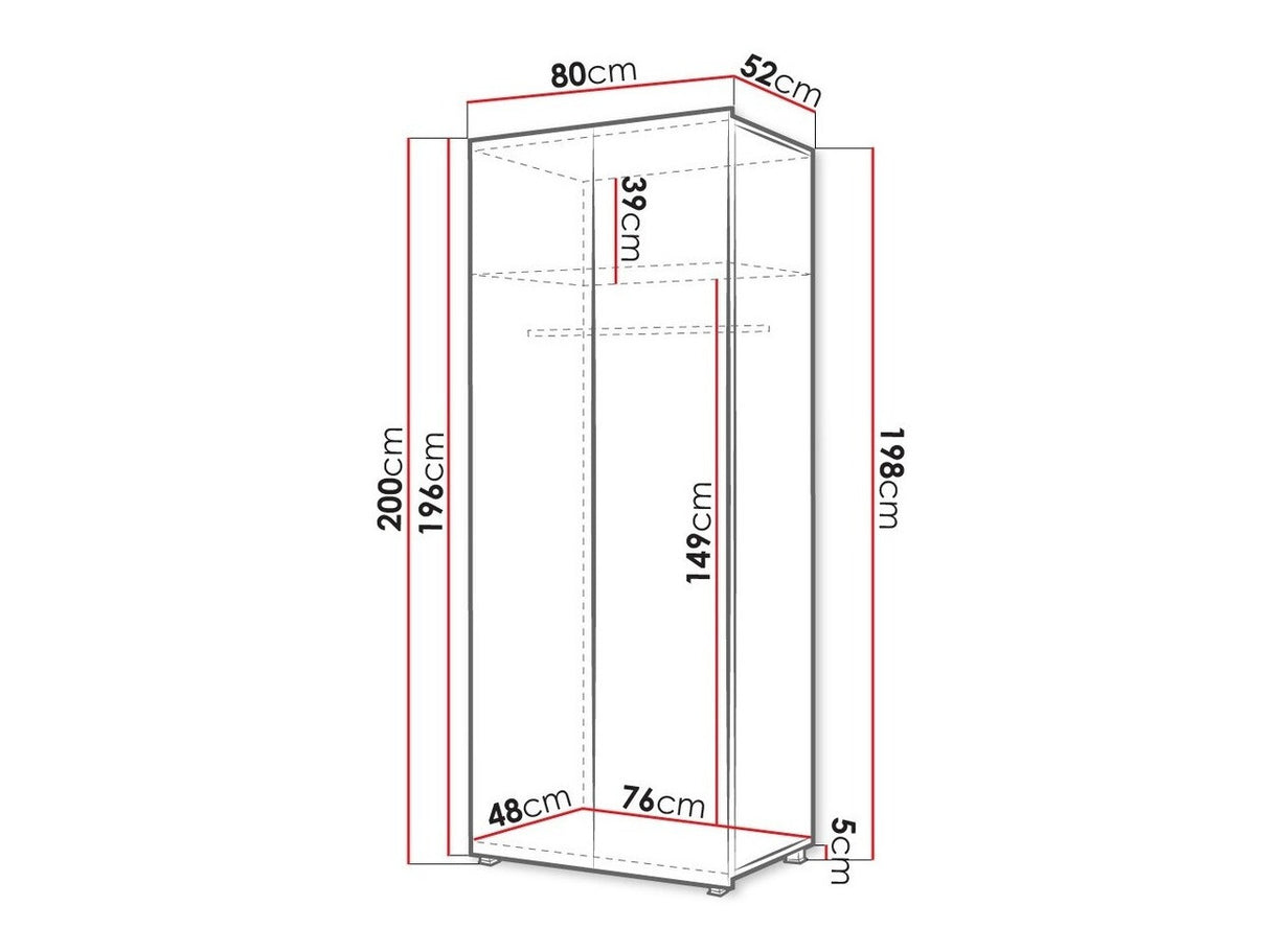 Gardróbszekrény Calabrini (Bralani BR09), Szín: Fehér + Fényes fehér