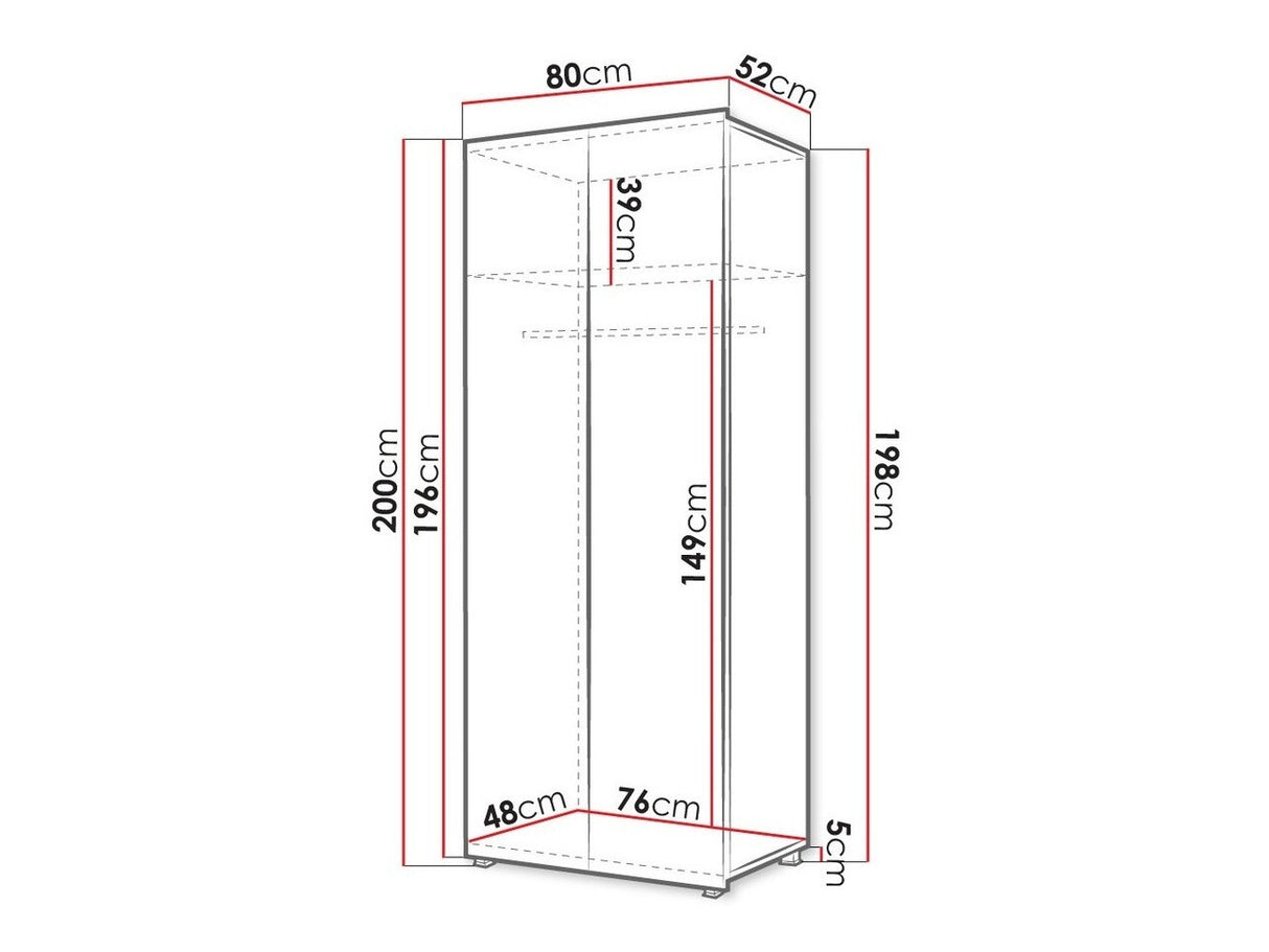 Gardróbszekrény Calabrini (Bralani BR09), Szín: Fekete + Fényes fekete