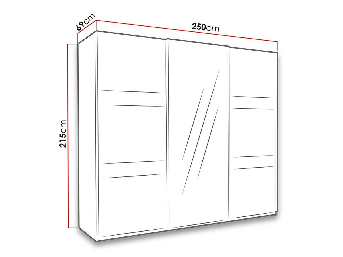 Gardróbszekrény Denver (Verdek SZ250 VD13) I, Led világítás: Igen, Szín: Monastery tölgy + Fényes fekete