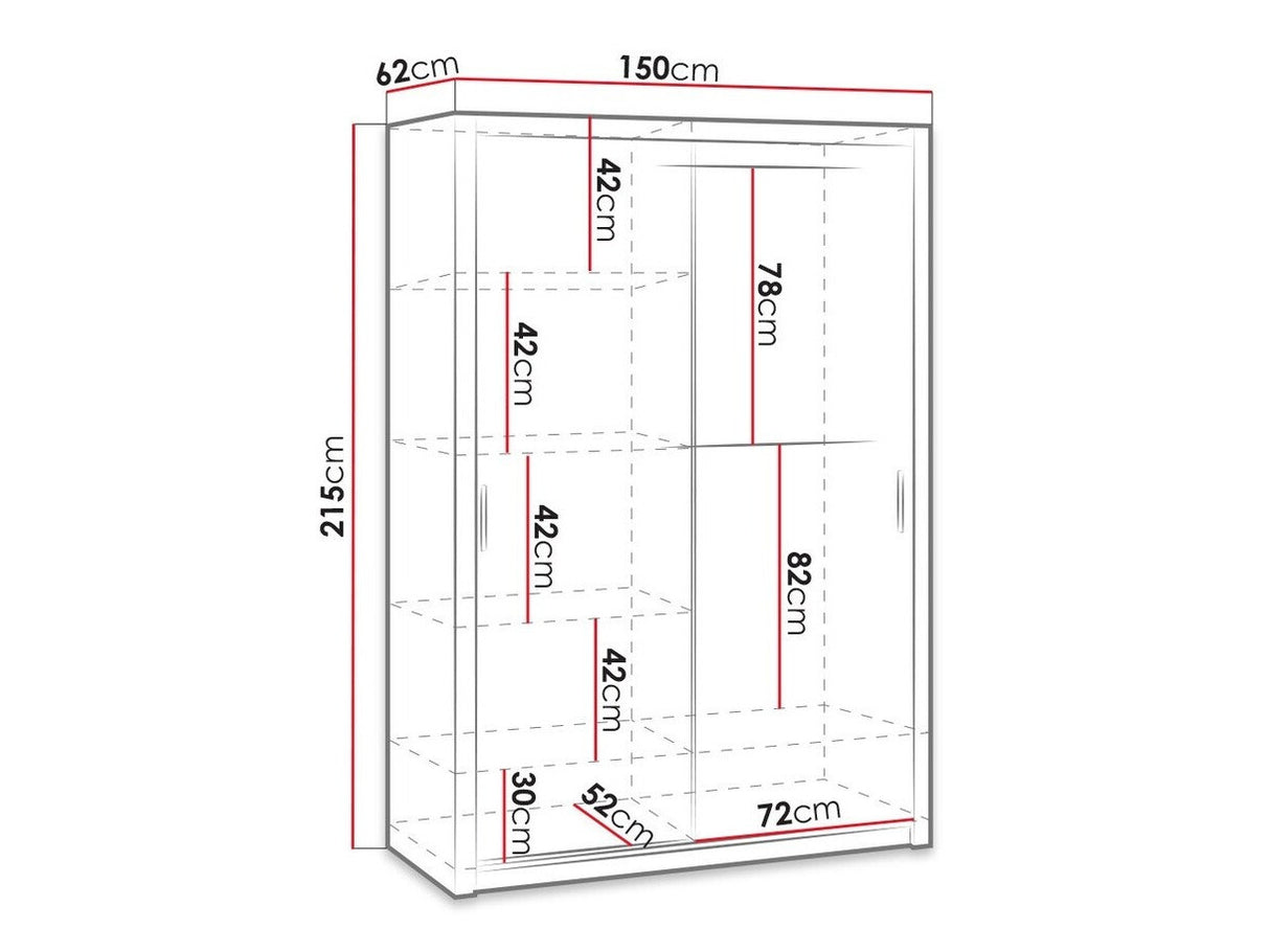 Gardróbszekrény Bonem SZ150 ( Kler KE06), Szín: Fehér