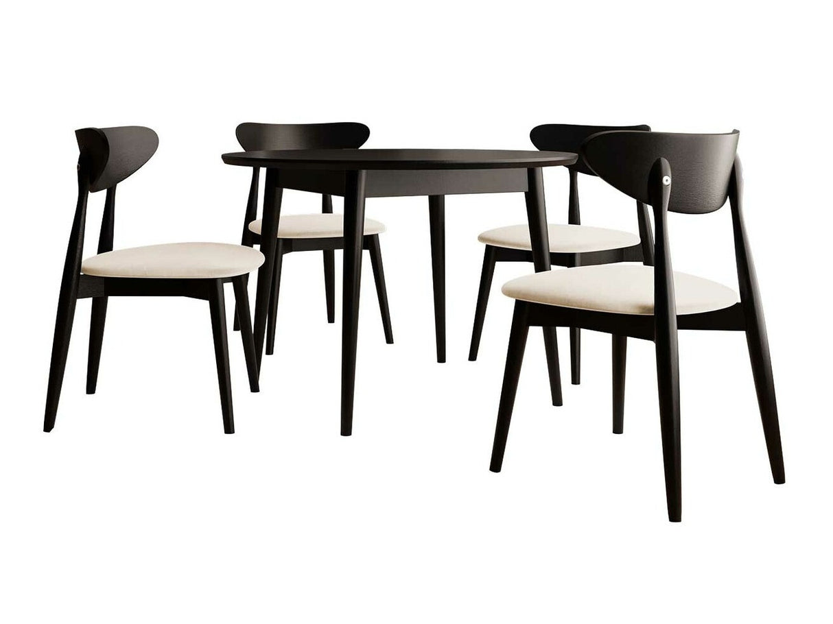 Étkezőgarnitúra Zestaw 01 4xS80 + INES FI 120, Asztal színe: Fekete, Szék színe: Magic Velvet 2250 + Fekete