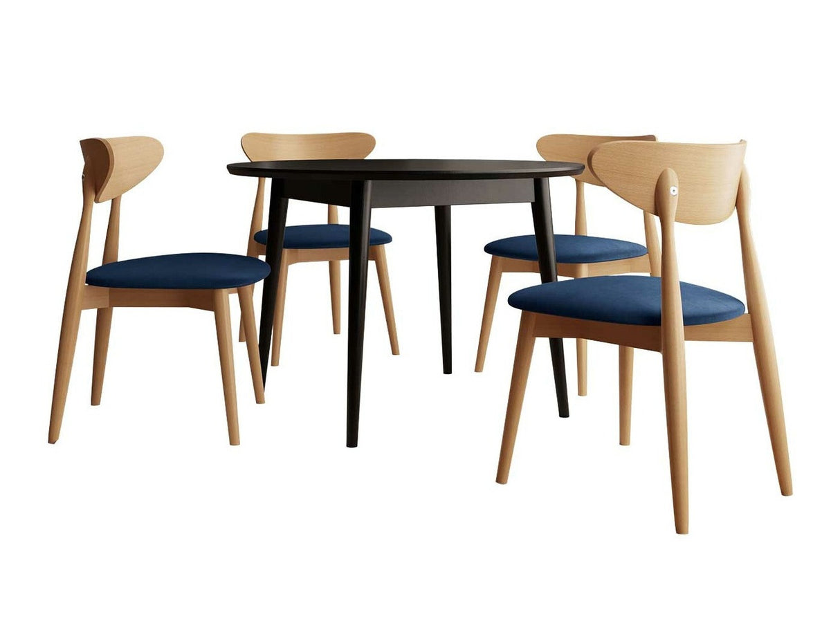 Étkezőgarnitúra Zestaw 01 4xS80 + INES FI 120, Asztal színe: Fekete, Szék színe: Magic Velvet 2216 + Barna