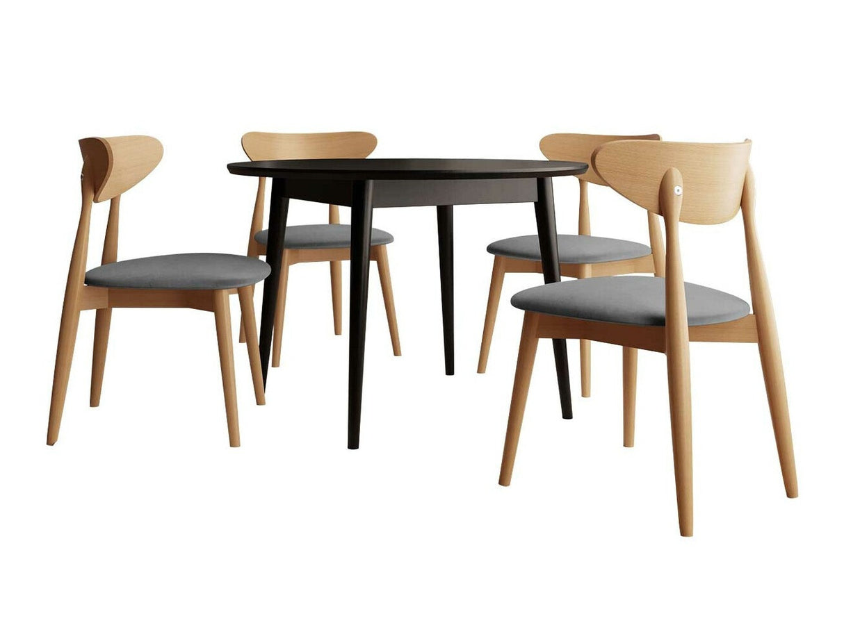 Étkezőgarnitúra Zestaw 01 4xS80 + INES FI 120, Asztal színe: Fekete, Szék színe: Magic Velvet 2217 + Barna