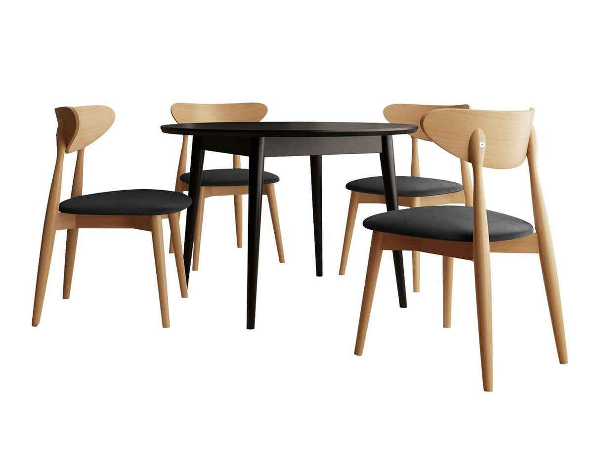 Étkezőgarnitúra Zestaw 01 4xS80 + INES FI 120, Asztal színe: Fekete, Szék színe: Magic Velvet 2219 + Barna