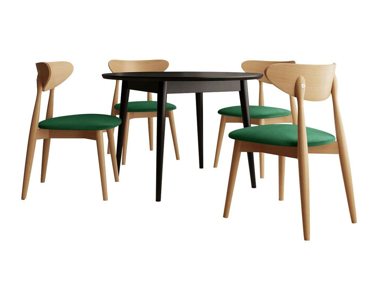 Étkezőgarnitúra Zestaw 01 4xS80 + INES FI 120, Asztal színe: Fekete, Szék színe: Magic Velvet 2225 + Barna