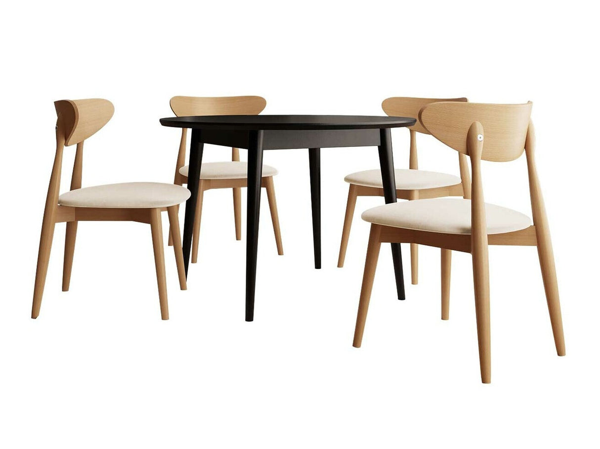 Étkezőgarnitúra Zestaw 01 4xS80 + INES FI 120, Asztal színe: Fekete, Szék színe: Magic Velvet 2250 + Barna